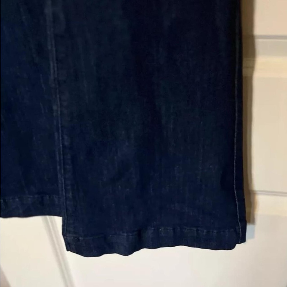 EUC INC DESIGN Gold Button Dark Blue Jeans Pull-On Flare Wide Leg ๐TRENDY! - Picture 6 of 16